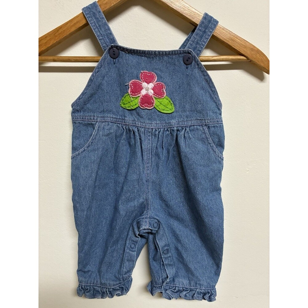 Vintage Good Lad Of Philadelphia Flower Denim Overalls Baby Girl 6-9 Months Cute